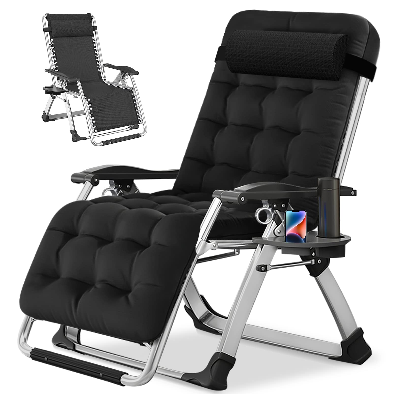 NAIZEA front view of padded zero gravity chair showing comfort and durability