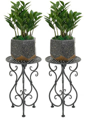 NAKUPE front view of two black plant stands showing balanced design