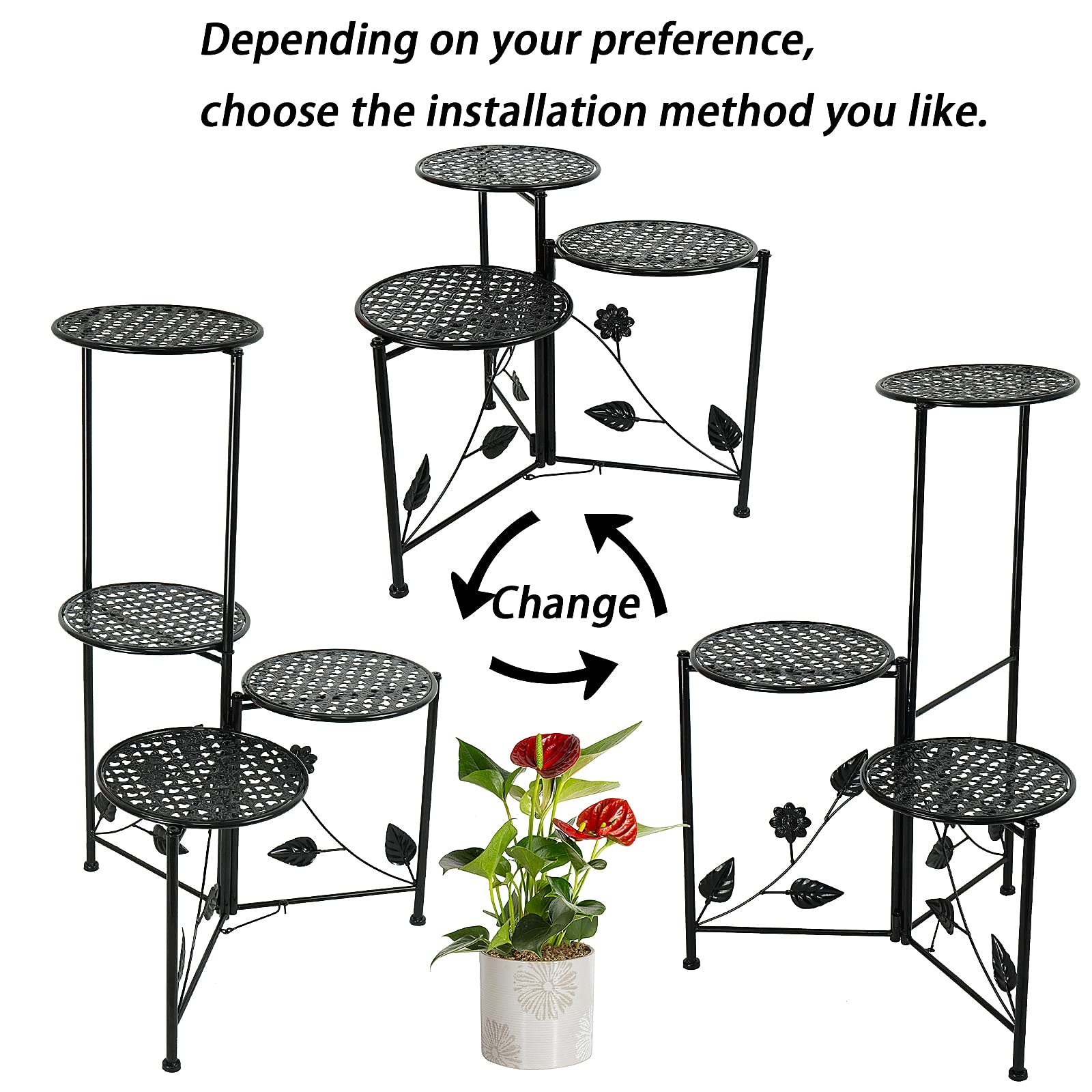 NAKUPE plant stand on balcony illustrating weather-treated finish and outdoor use