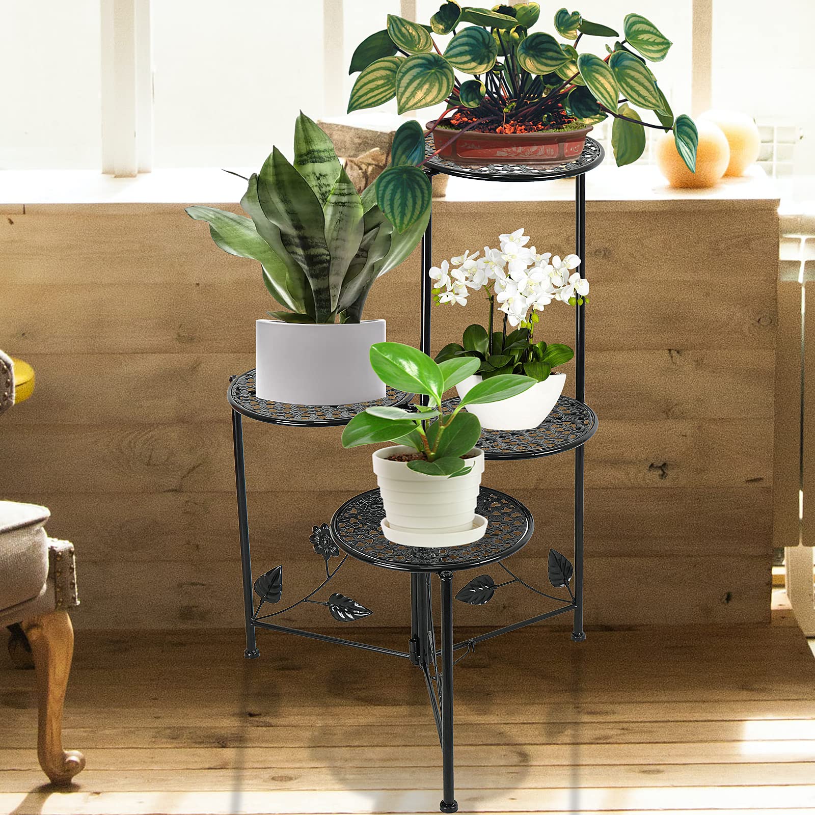 NAKUPE wide-angle living room display creating a vertical green focal point