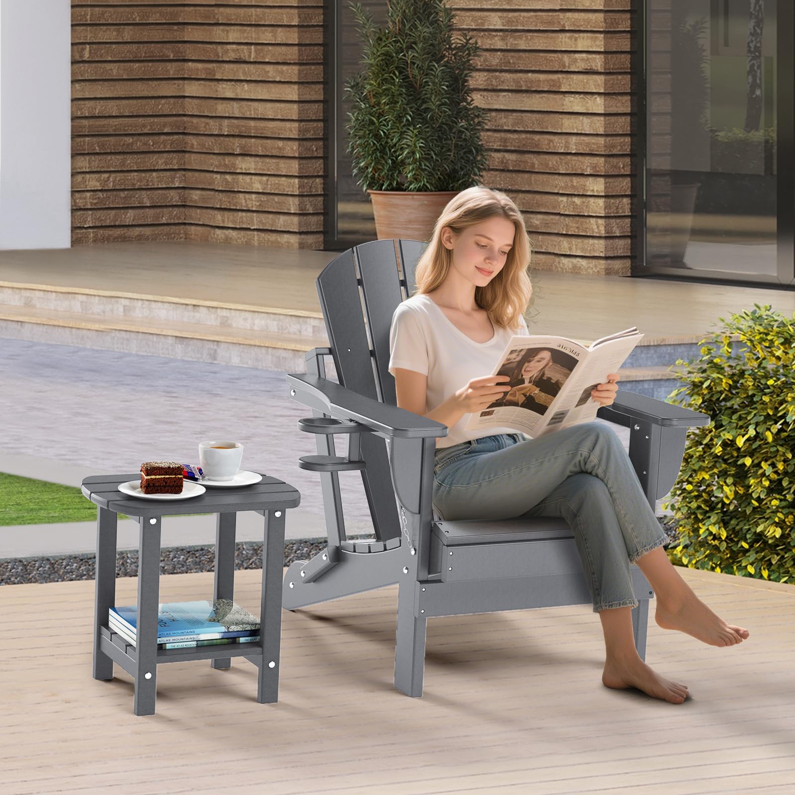 nalone side profile with person to show scale and patio fit