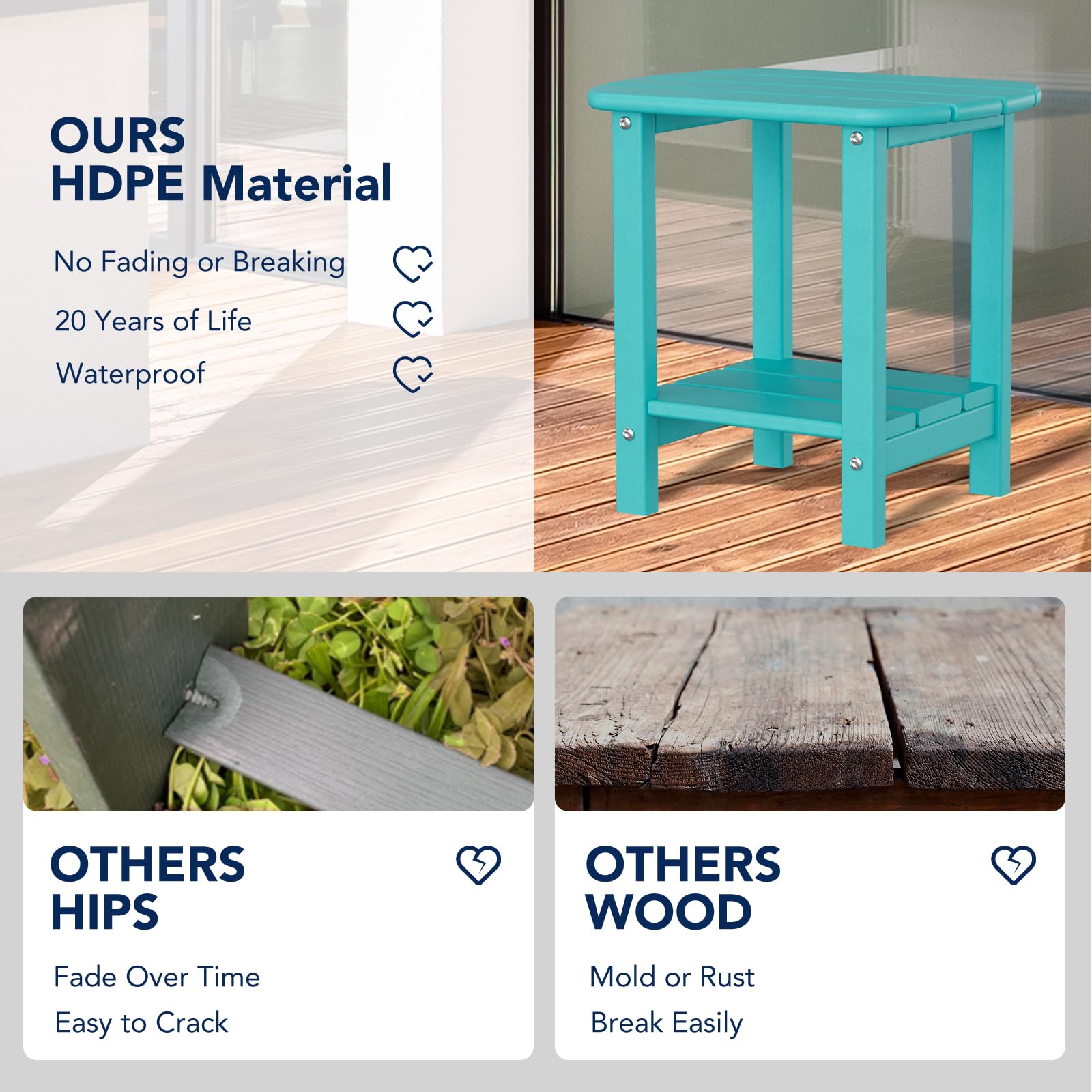 nalone side table in use on patio beside chairs for convenient drink placement
