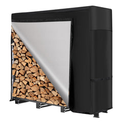 nalone front view of full wood rack showing organized storage and weather protection
