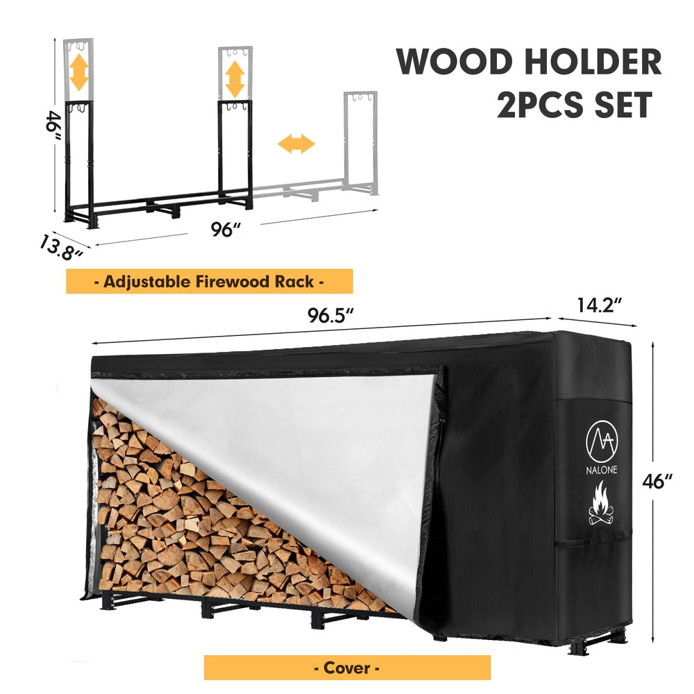 nalone waterproof cover protecting stacked firewood from rain and snow