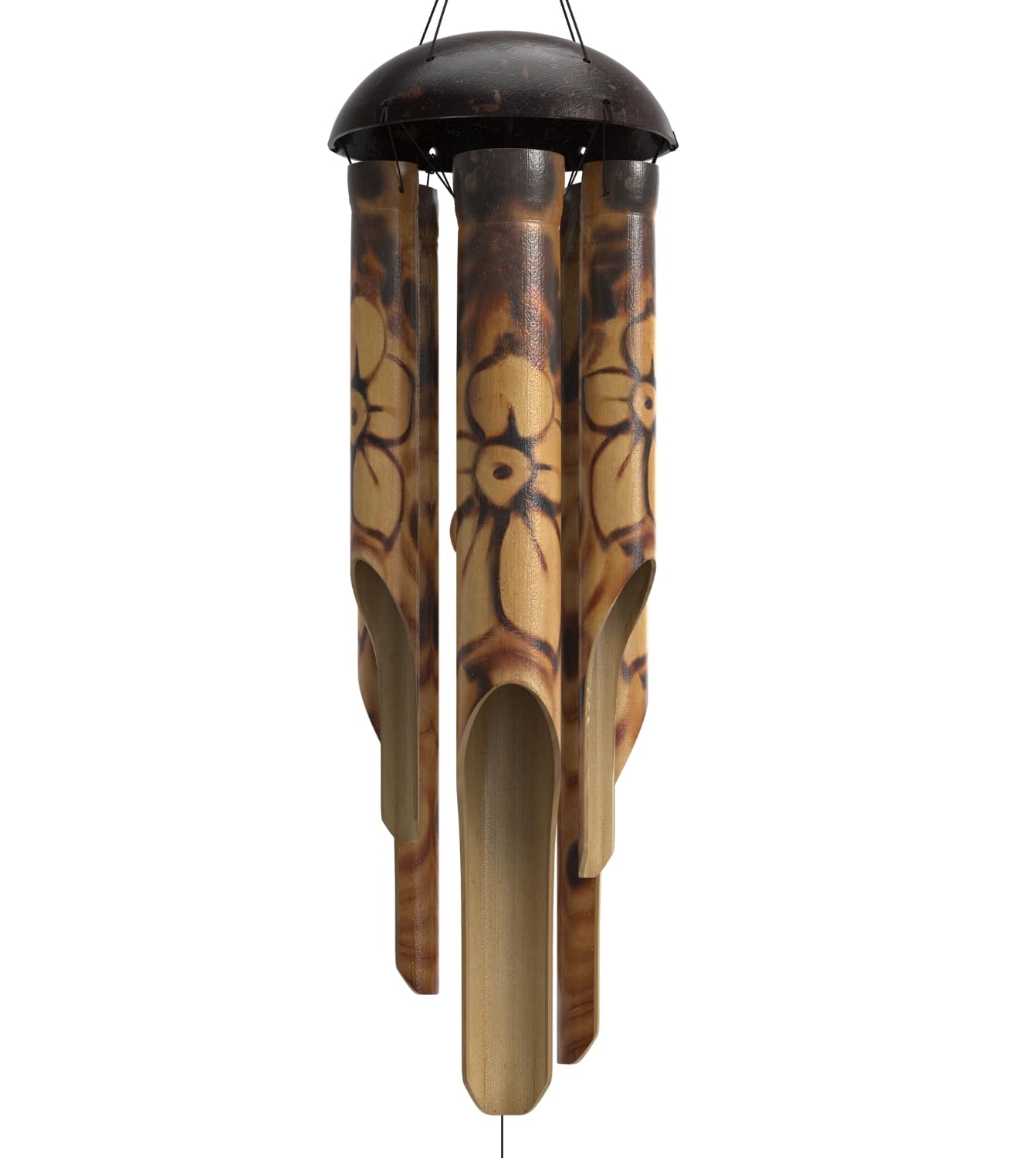 Nalulu front view showing wind chime packaging and rustic charm