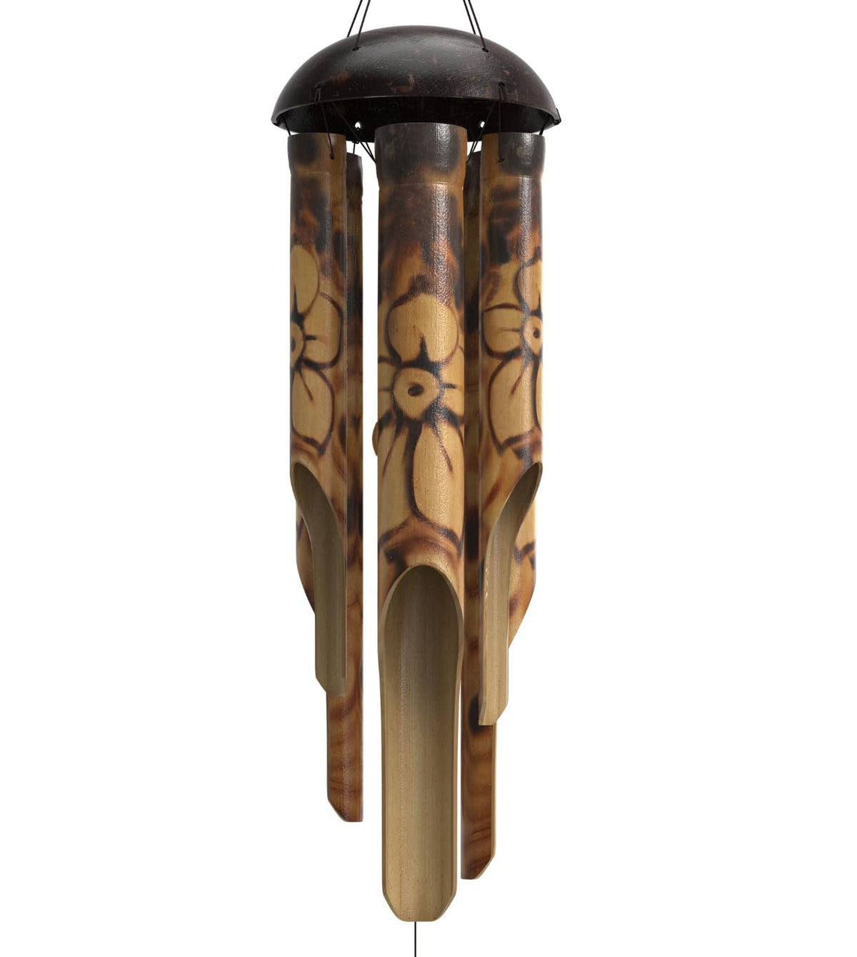 Nalulu front view showing wind chime packaging and rustic charm