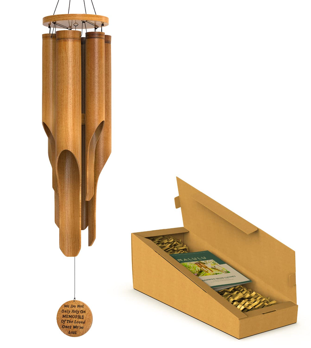 Nalulu front view of medium memorial wind chime showing peaceful design and calm benefit