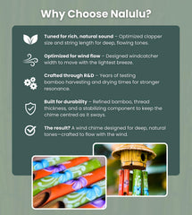 Nalulu wind chime hanging on porch creating relaxing outdoor soundscapes
