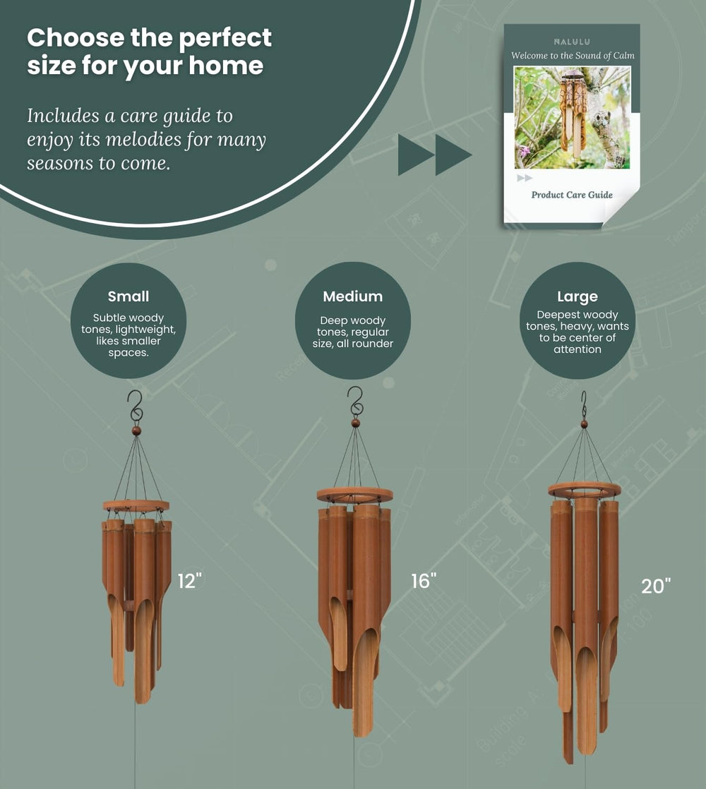 Nalulu wind chime hanging on a porch creating calm outdoor ambiance