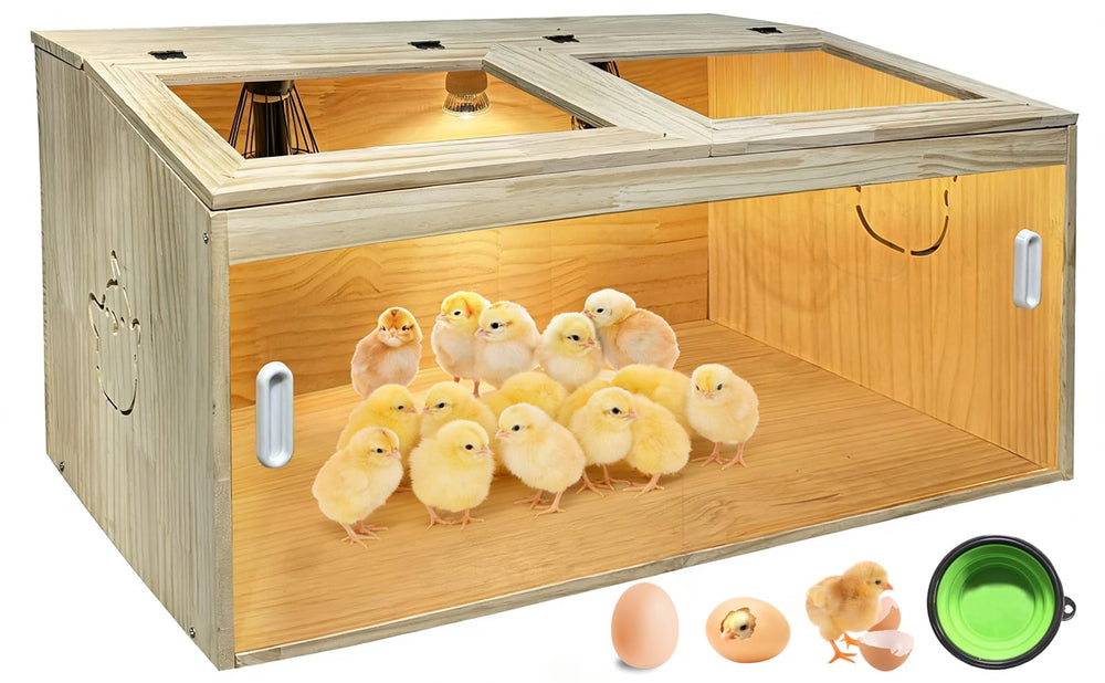 Nalwort front view of assembled brooder showing full kit and easy access benefits