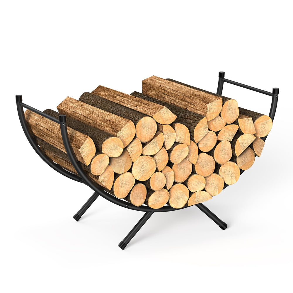 NANANARDOSO front view showing complete 33-inch log rack and neat storage benefit