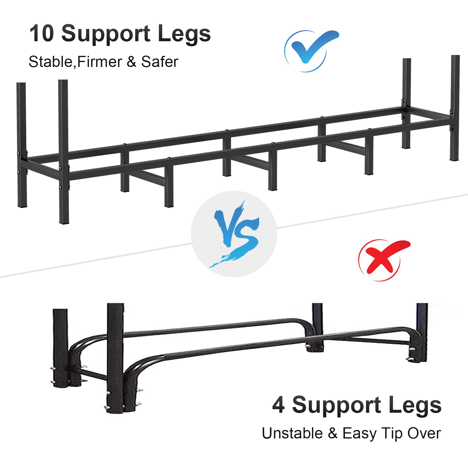 NANANARDOSO assembled rack outdoors holding stacked logs for weatherproof storage