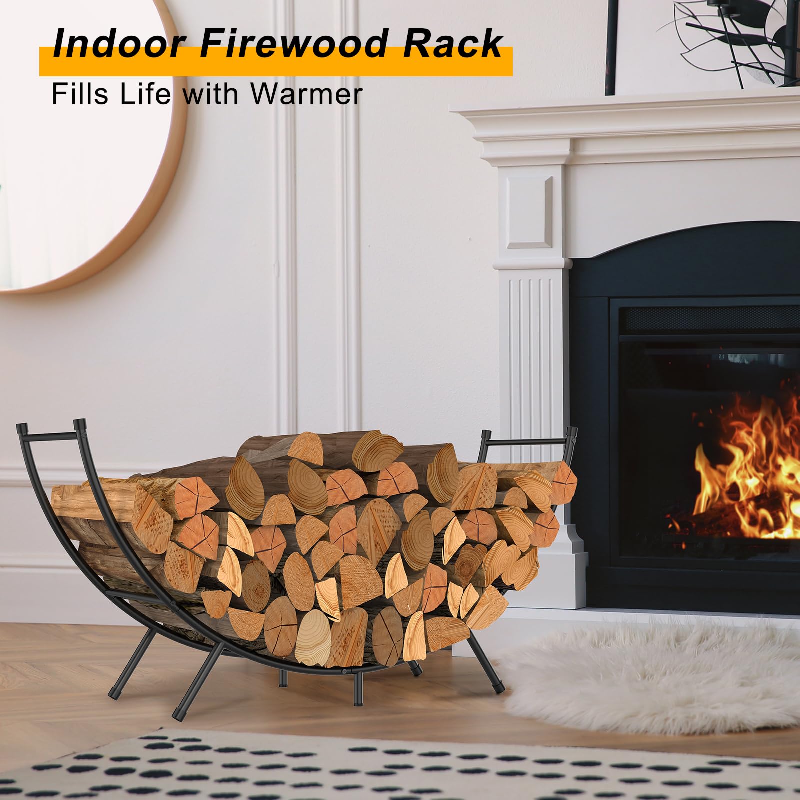 NANANARDOSO loaded rack with firewood ready for use and easy access benefit