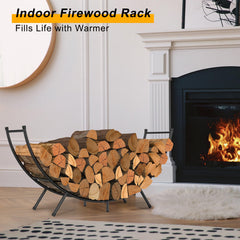 NANANARDOSO loaded rack with firewood ready for use and easy access benefit