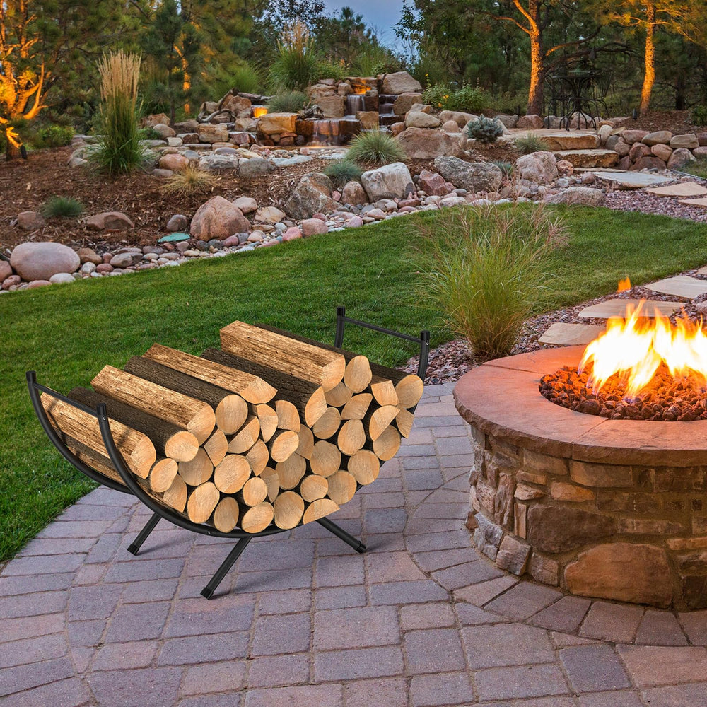 NANANARDOSO loaded with logs beside fireplace showing immediate fuel access