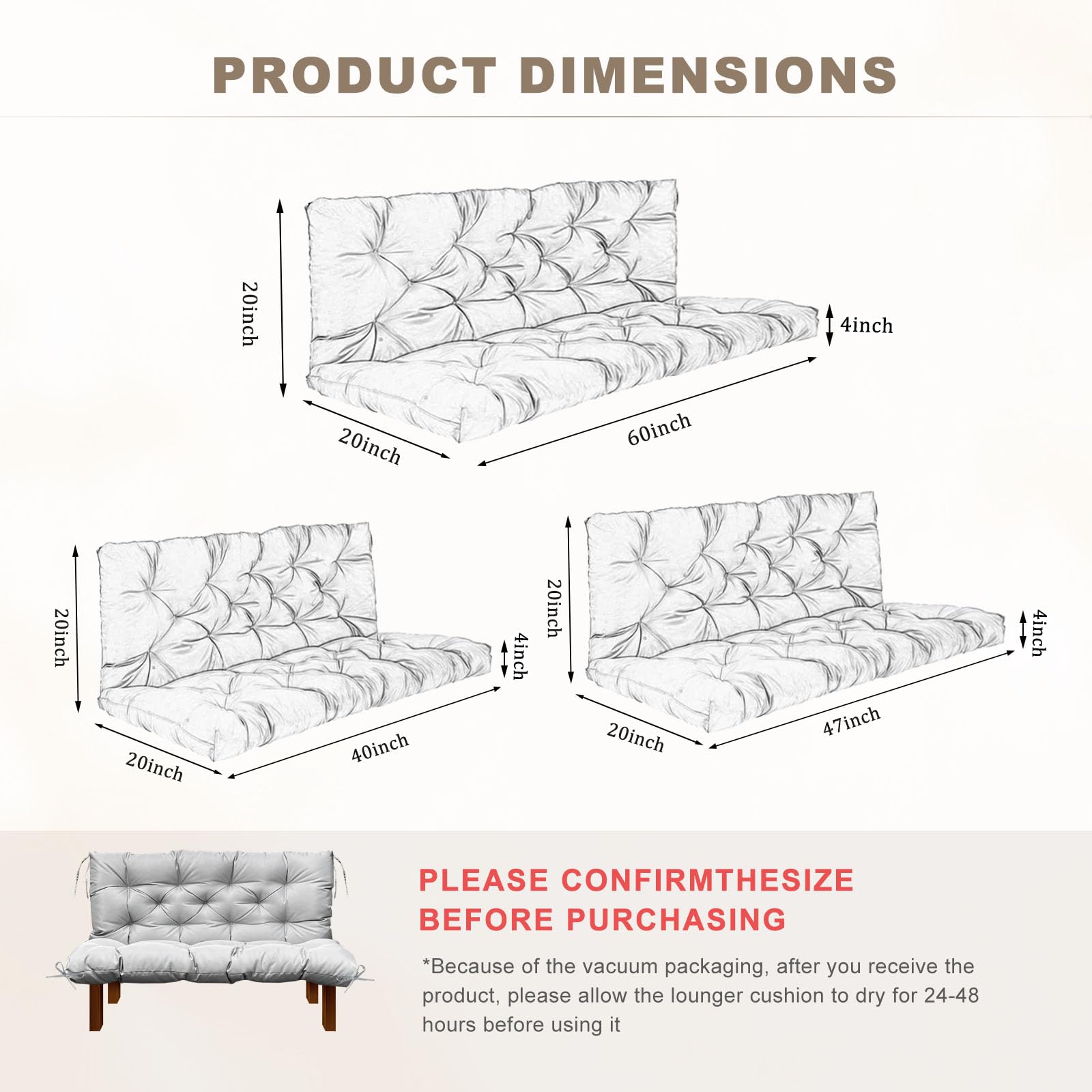 NANGELRN corner ties detail demonstrating secure attachment to swing to prevent cushion sliding