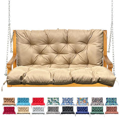 NANGELRN front view of khaki porch swing cushion showing neat fit and comfort