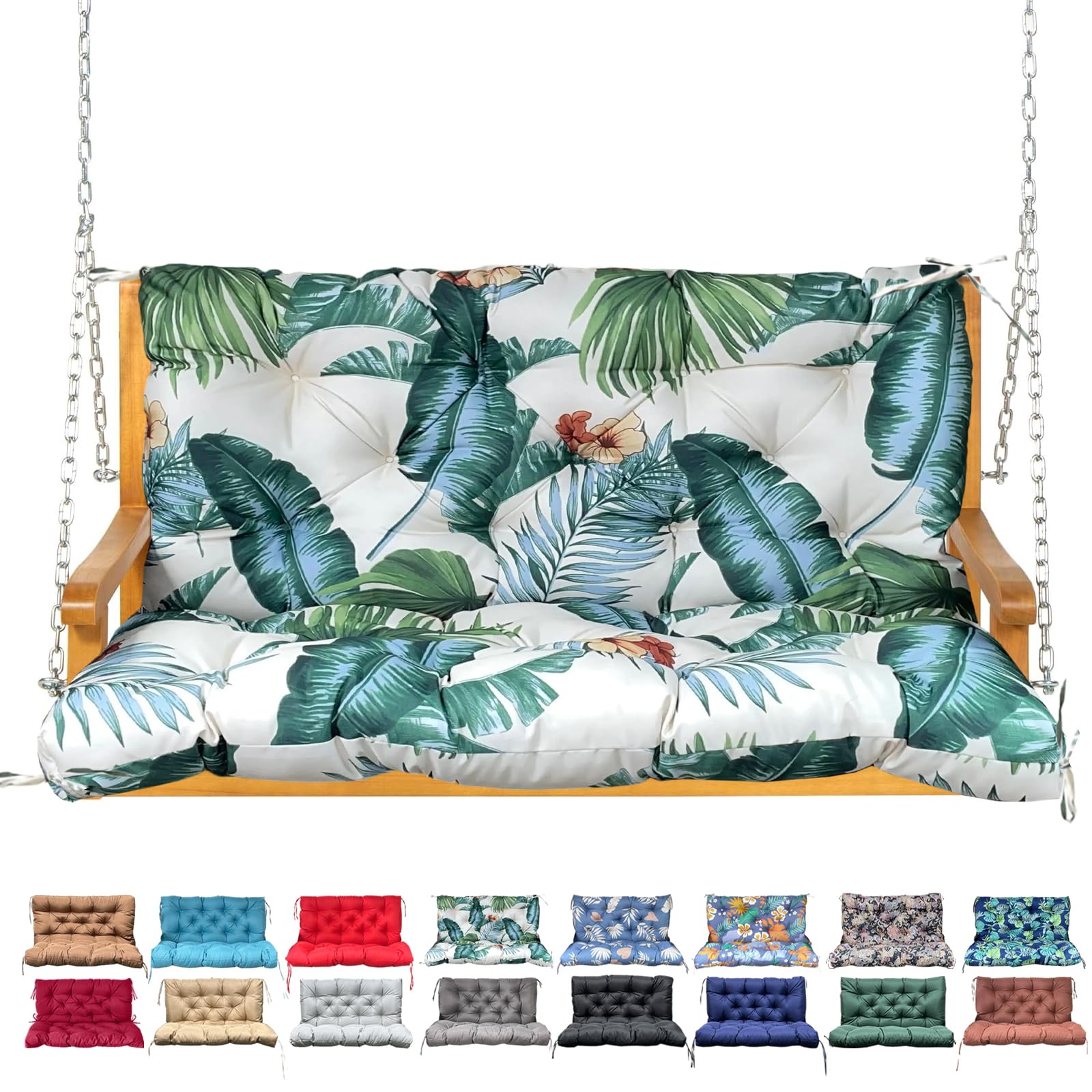 NANGELRN front view cushion on bench showing Hawaiian Flower pattern and inviting comfort