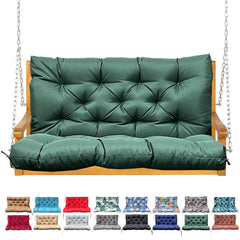 NANGELRN front view of dark green porch swing cushion showing full coverage and comfort