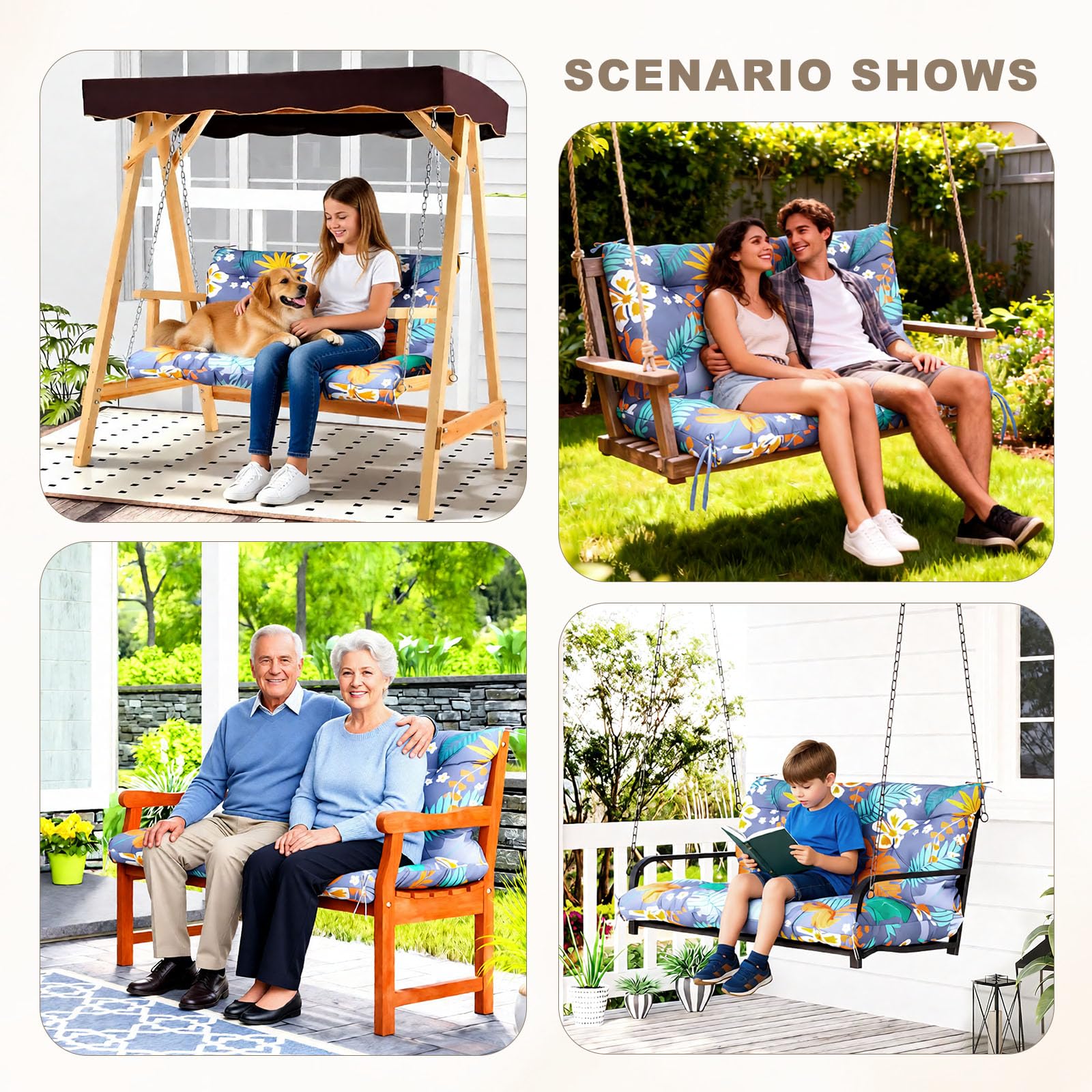 NANGELRN cushion in a garden patio scene creating a cozy decorative space