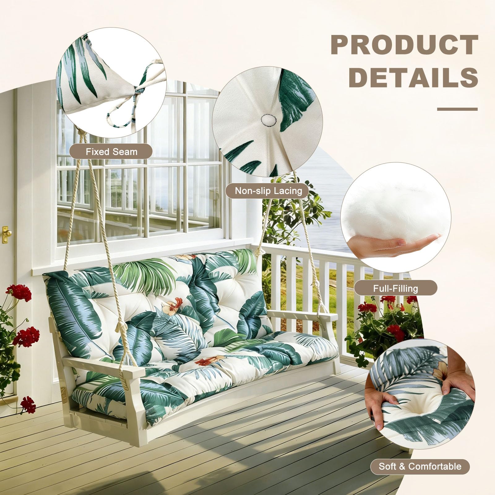 NANGELRN cushion on porch swing in garden enhancing outdoor style