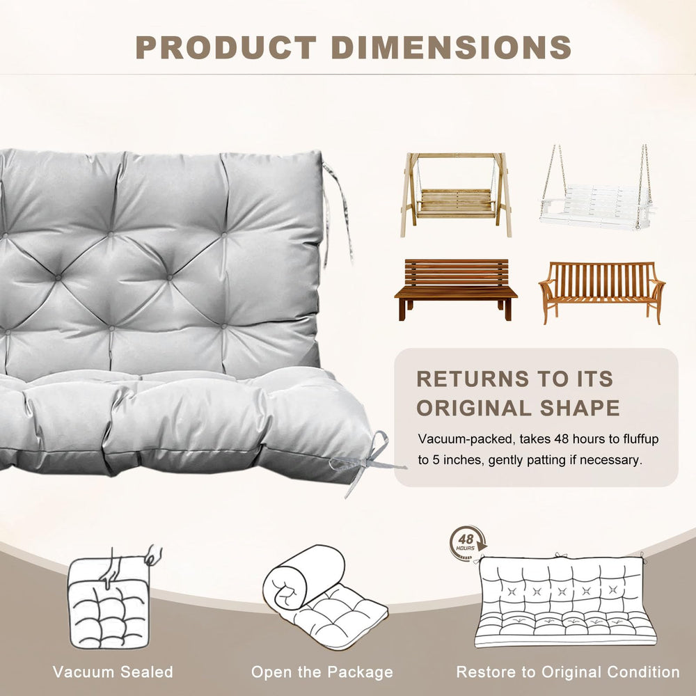 NANGELRN cushion laid on bench for size comparison to show 60x40 fit and visual scale