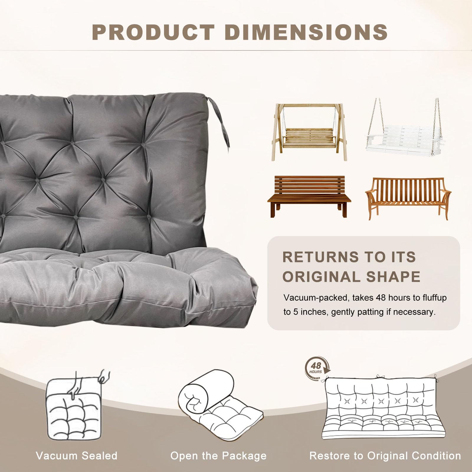 NANGELRN cushion next to ruler demonstrating 47x40 size for accurate fit