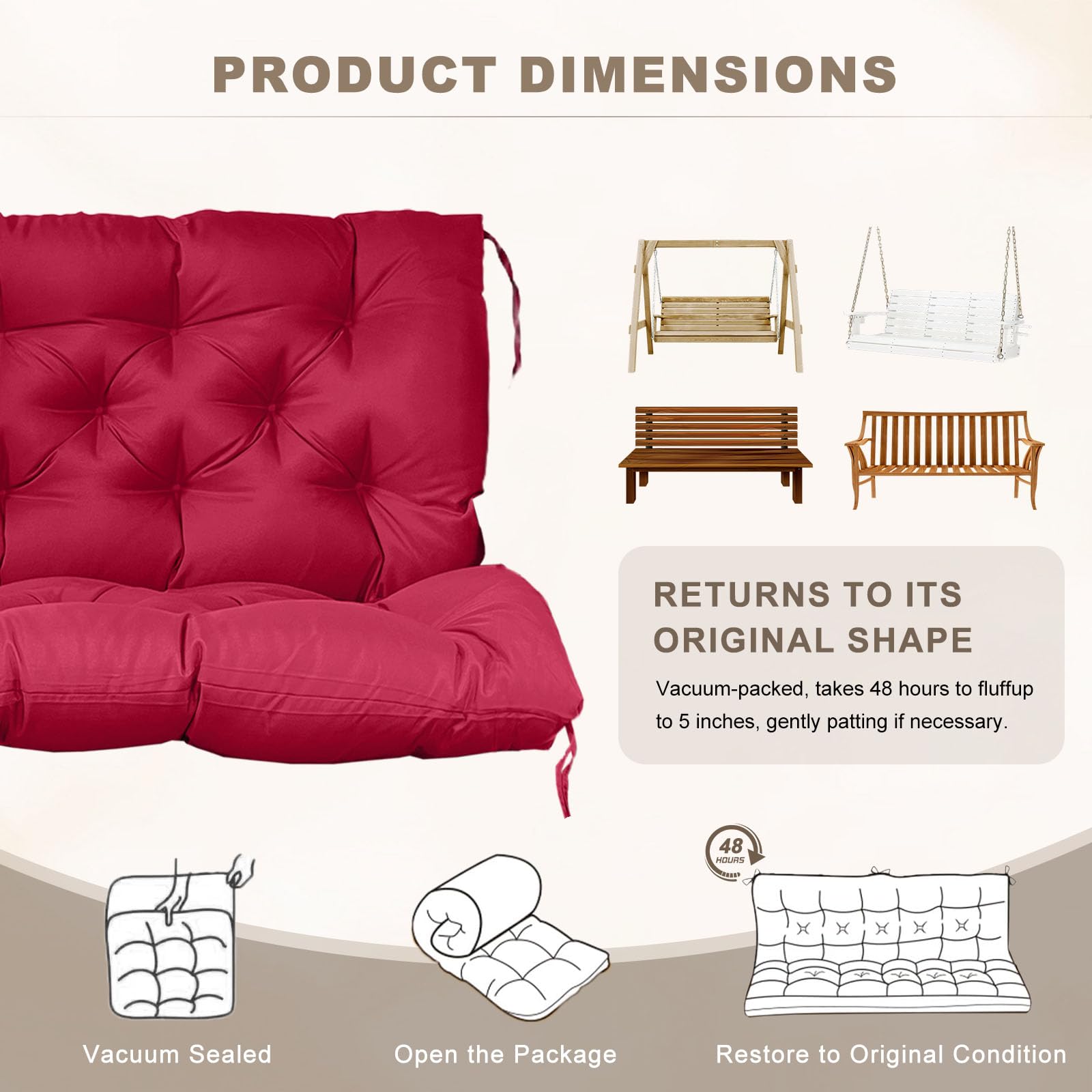 NANGELRN cushion on bench for scale and correct 2-3 seater fit clarity