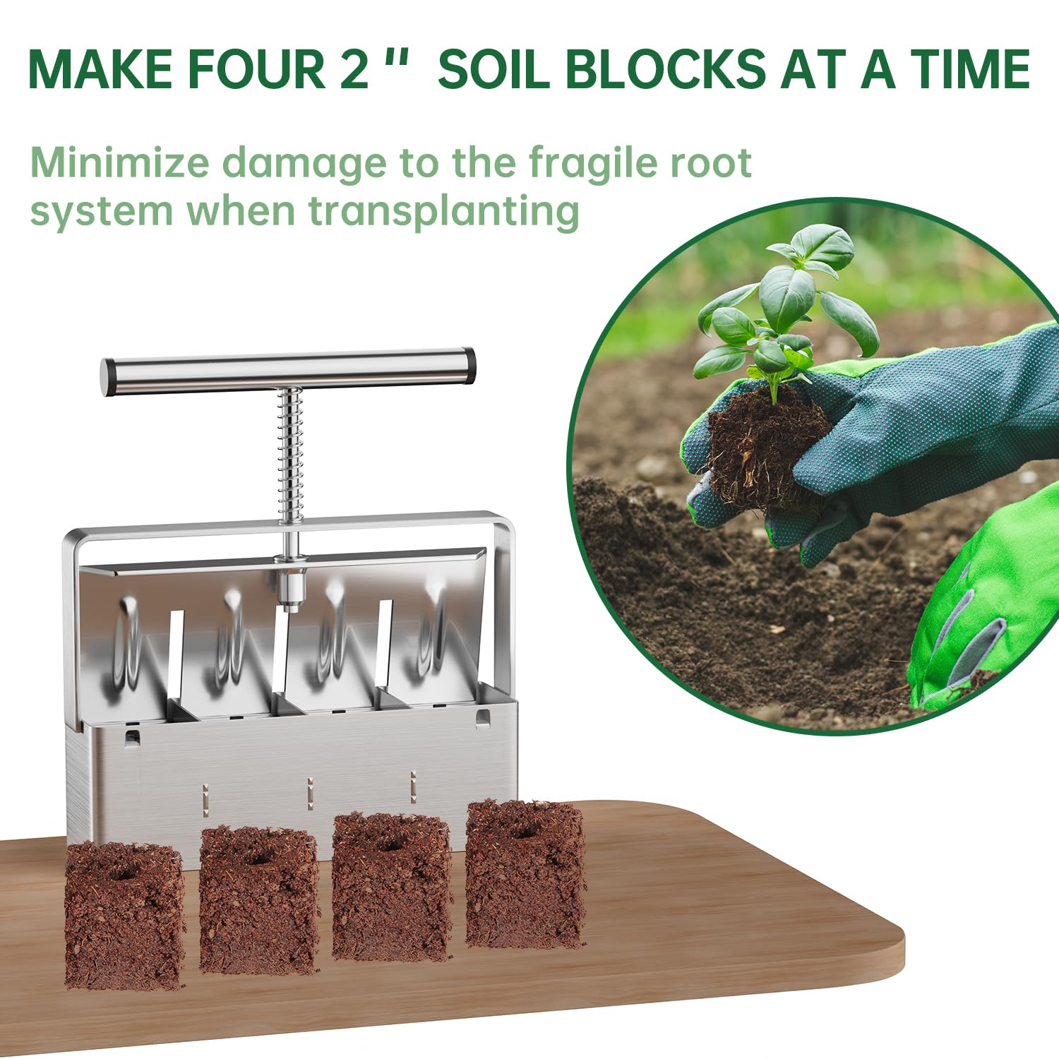 nanovi soil blocker in greenhouse illustrating efficient seed starting workflow