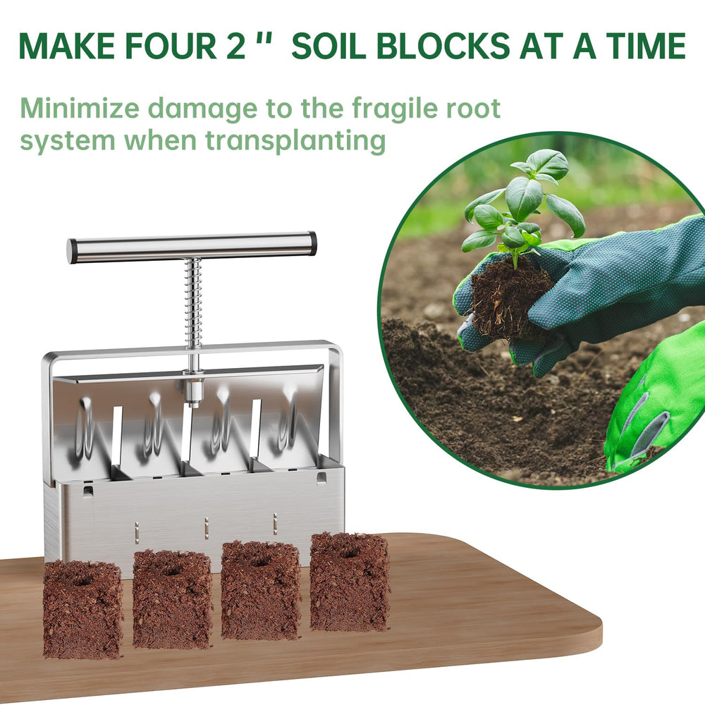 nanovi soil blocker in greenhouse illustrating efficient seed starting workflow