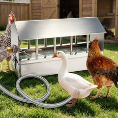 NAOEDEAH front view stainless steel waterer showing durable bowl and ports for cleaner drinking