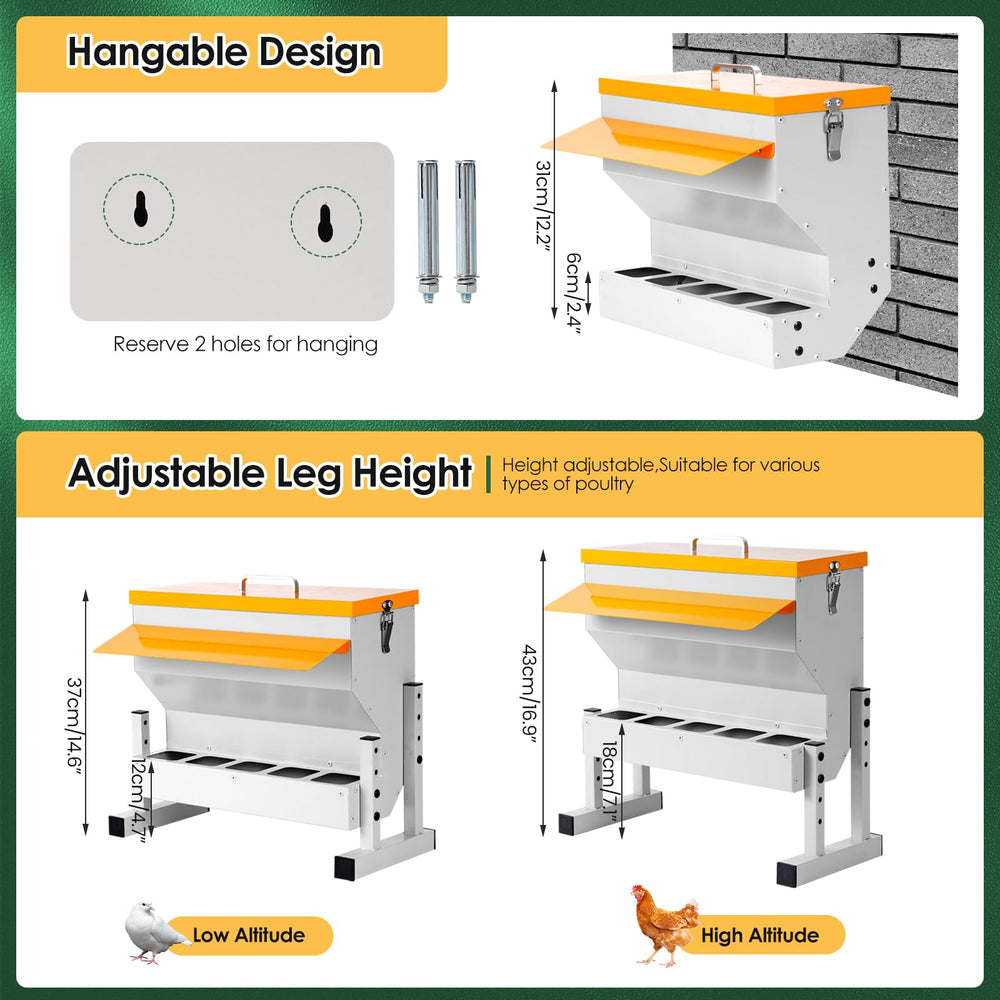 NAOEDEAH stand-mounted feeder in a coop for portable elevated feeding