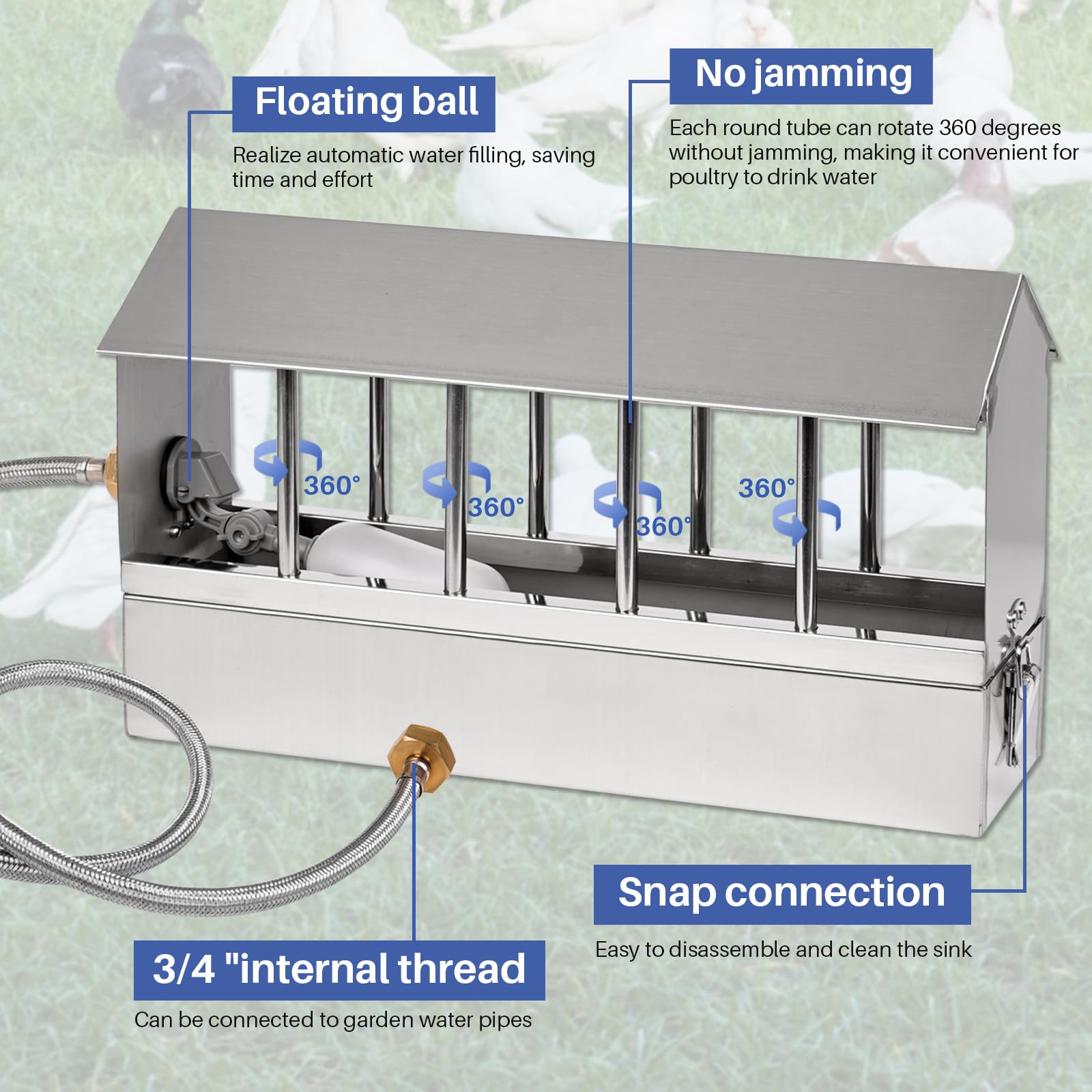 NAOEDEAH ten drinking windows visible so more birds can drink simultaneously and reduce crowding