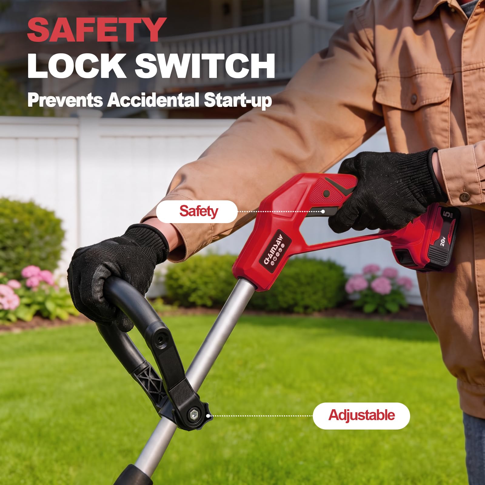 NAOKEV ergonomic handle and adjustable auxiliary grip for reduced fatigue