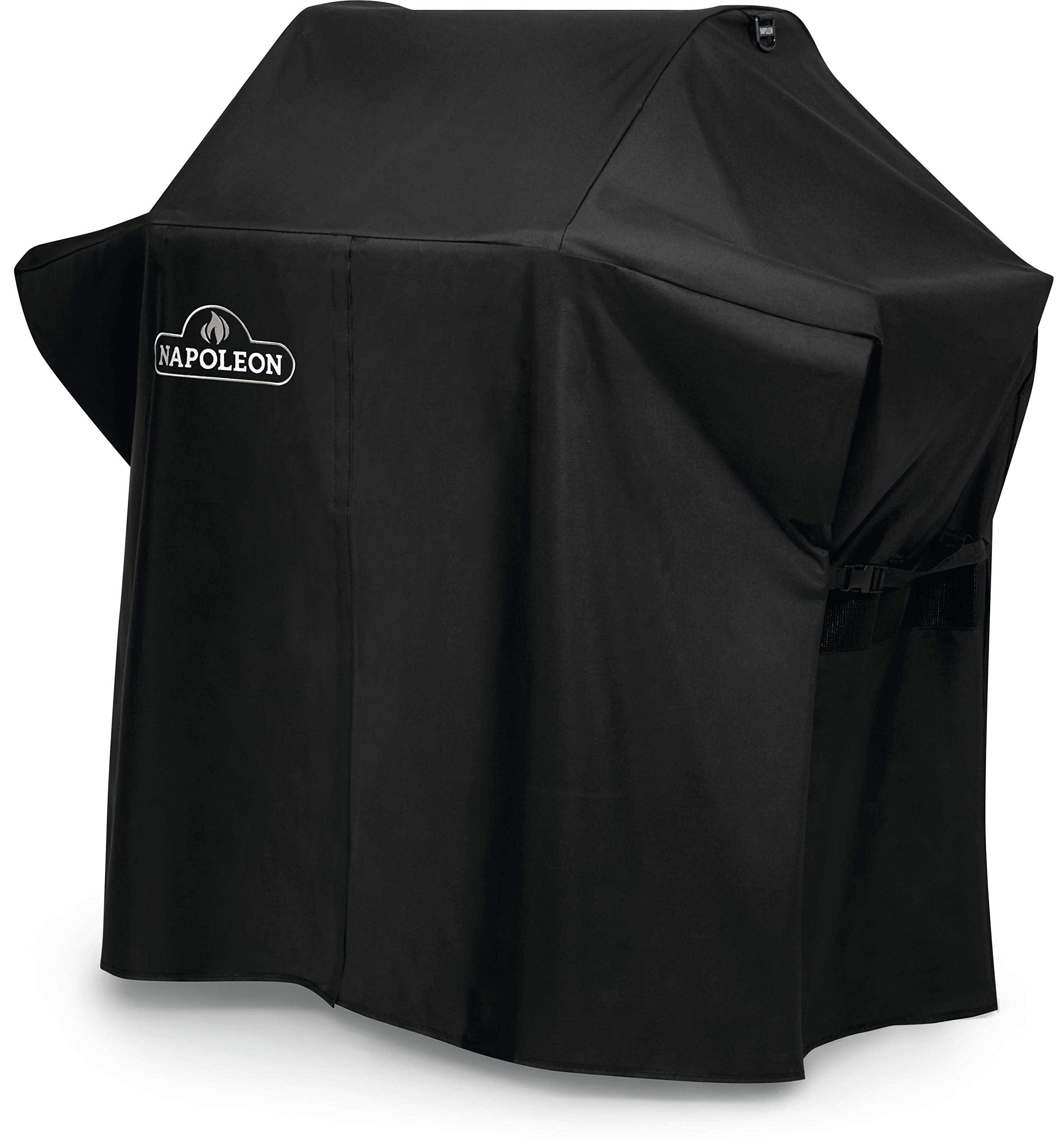 Napoleon cover in use outdoors, protecting grill from rain and sun benefit