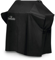 Napoleon cover in use outdoors, protecting grill from rain and sun benefit