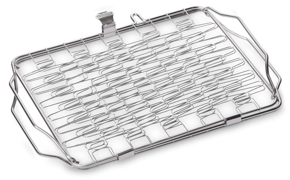 Napoleon grill basket close-up of hinged detail for even clamping and easier flipping