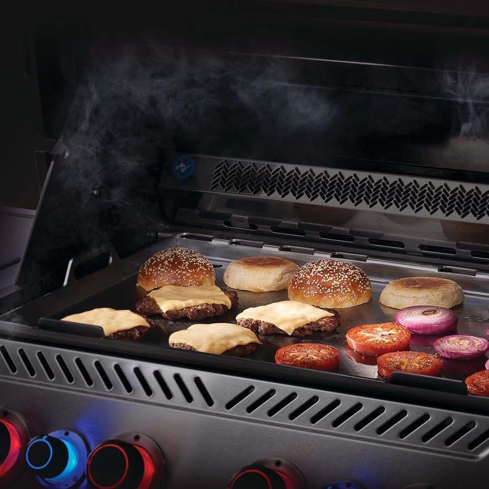 Napoleon griddle close-up of stainless texture highlighting durability and heat performance