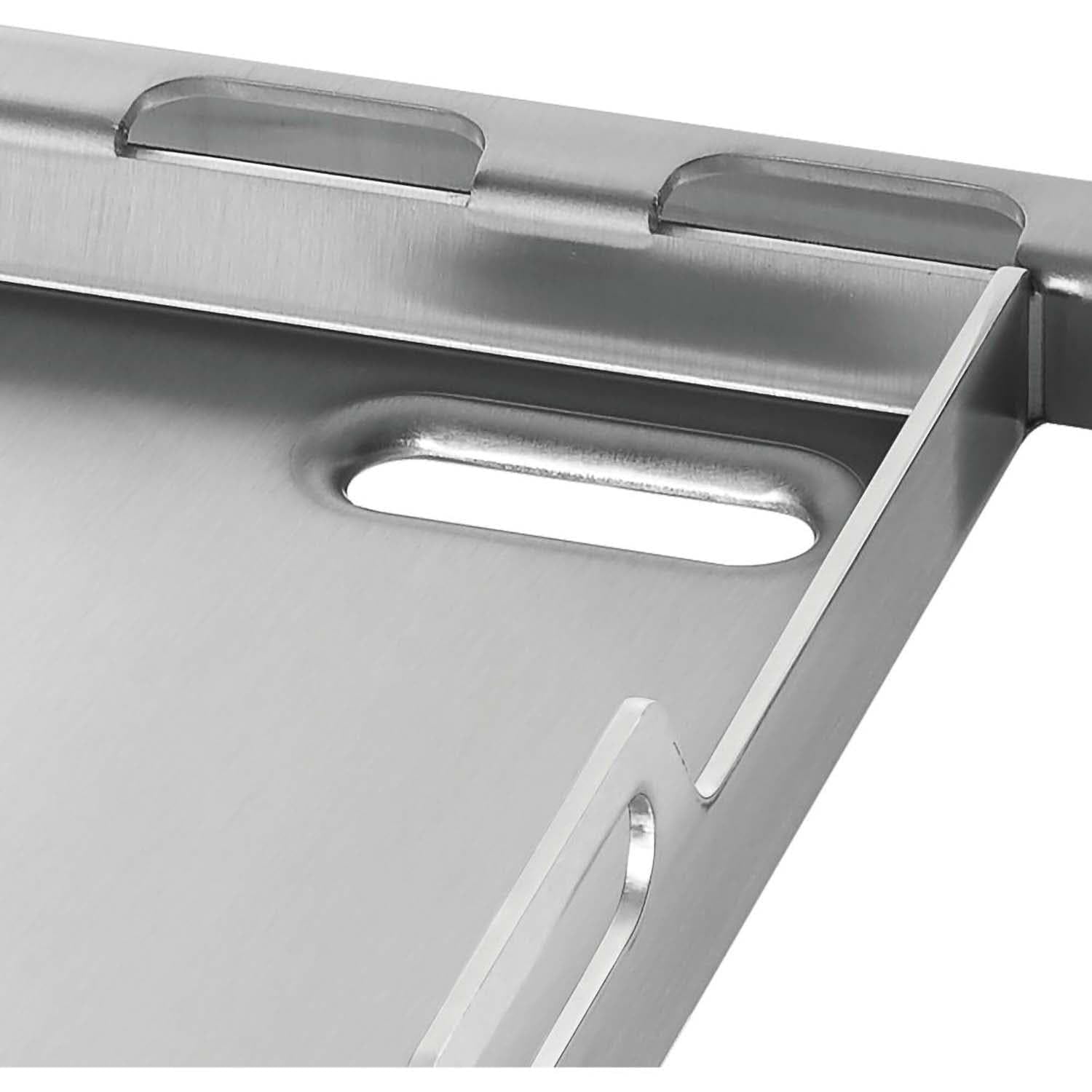 Napoleon griddle integrated grease traps close-up for cleaner cooking and simple cleanup
