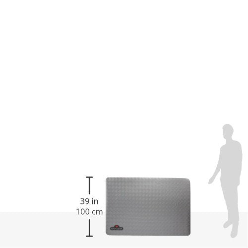 Napoleon mat placed under a grill demonstrating grease protection benefit