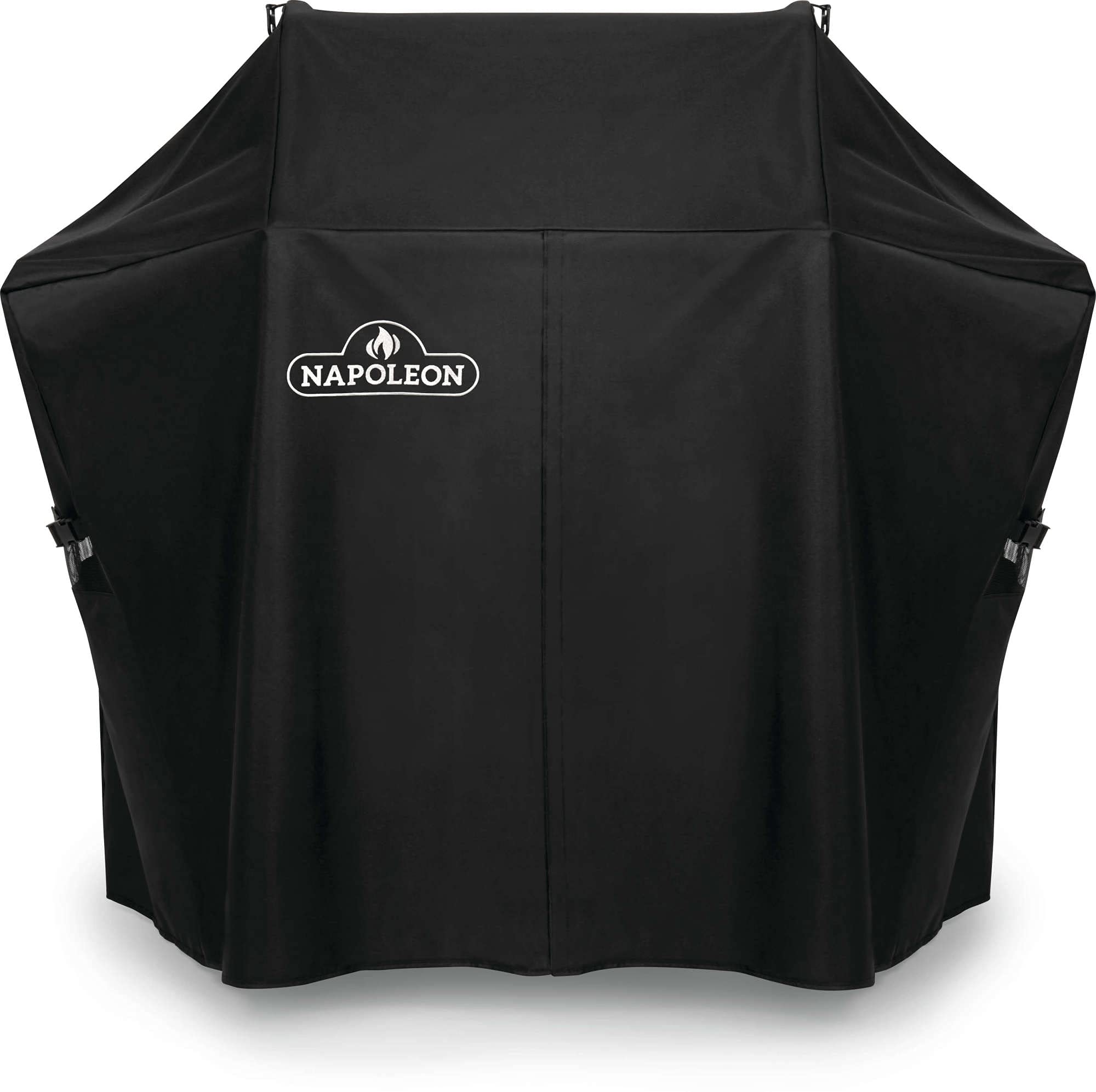 Napoleon cover fitted on Rogue 425 showing full front protection and secure straps