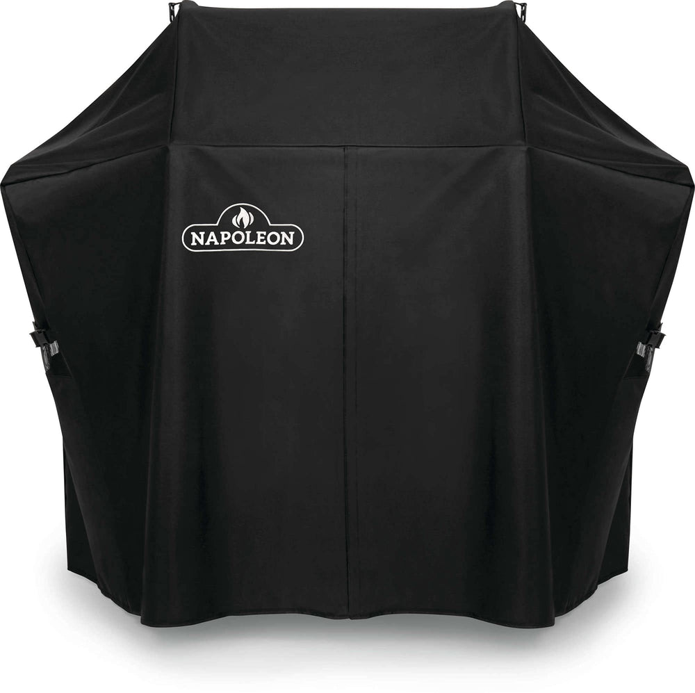 Napoleon cover fitted on Rogue 425 showing full front protection and secure straps