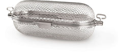 Napoleon rotisserie basket front view showing secure rod ports and large capacity