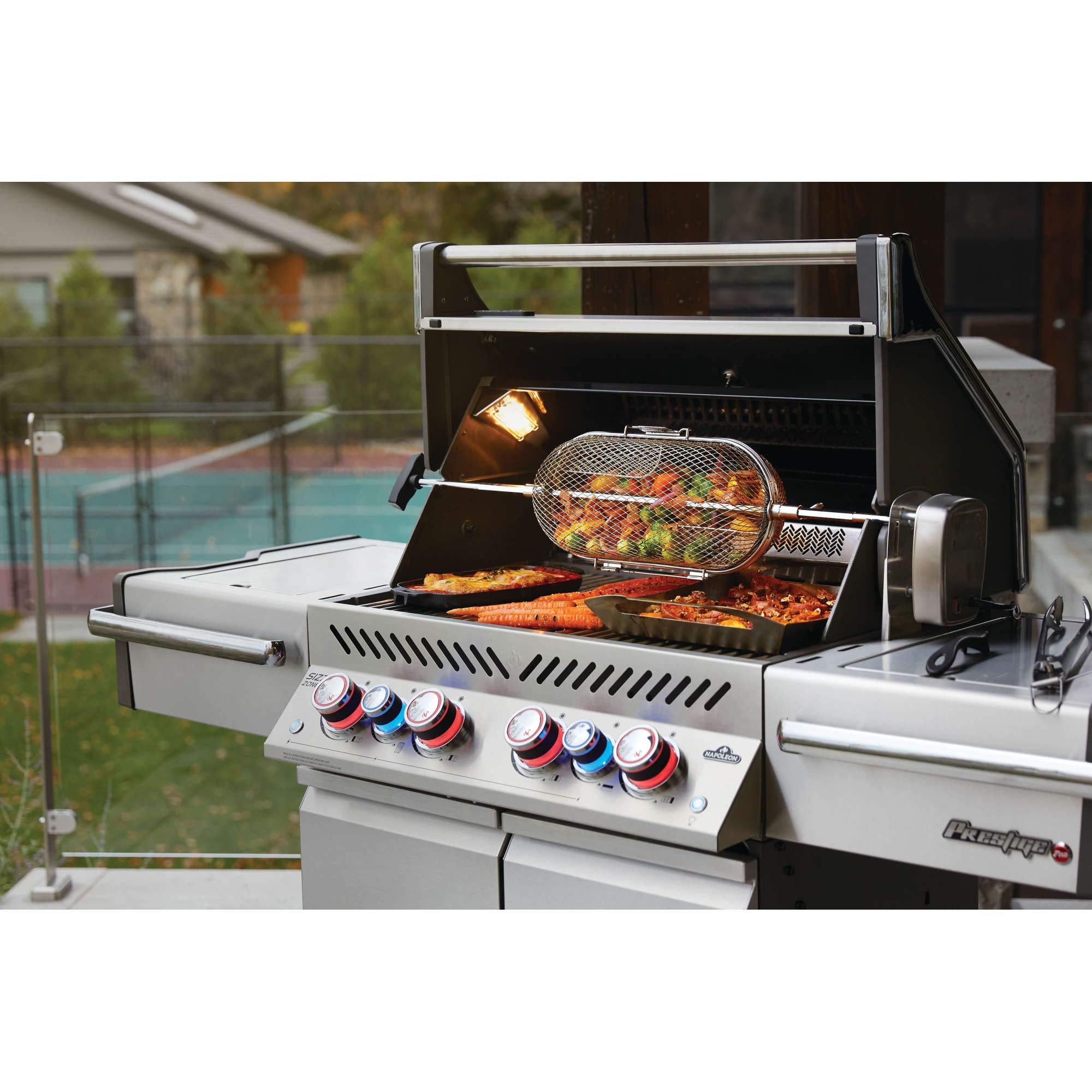 Napoleon rotisserie basket nested for compact, space-saving storage