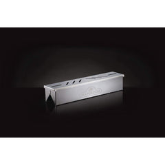 Napoleon smoker box top opened with wood chips visible for controlled smoke benefit