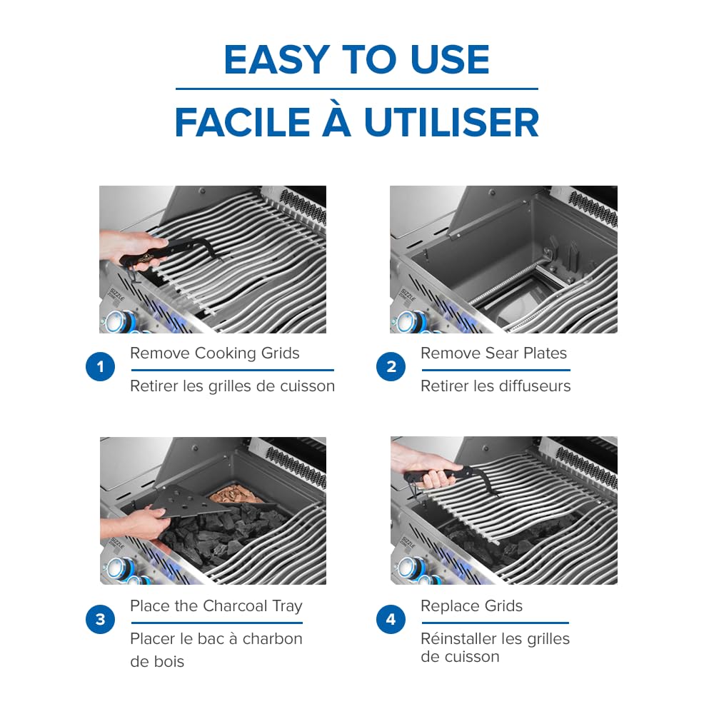 Napoleon tray installed on a grill demonstrating easy conversion benefit