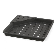 Napoleon tray loaded with charcoal and wood chips showing smoking capability
