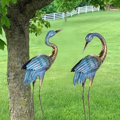 Natelf heron back view highlighting posture contrast and adds depth to landscaping