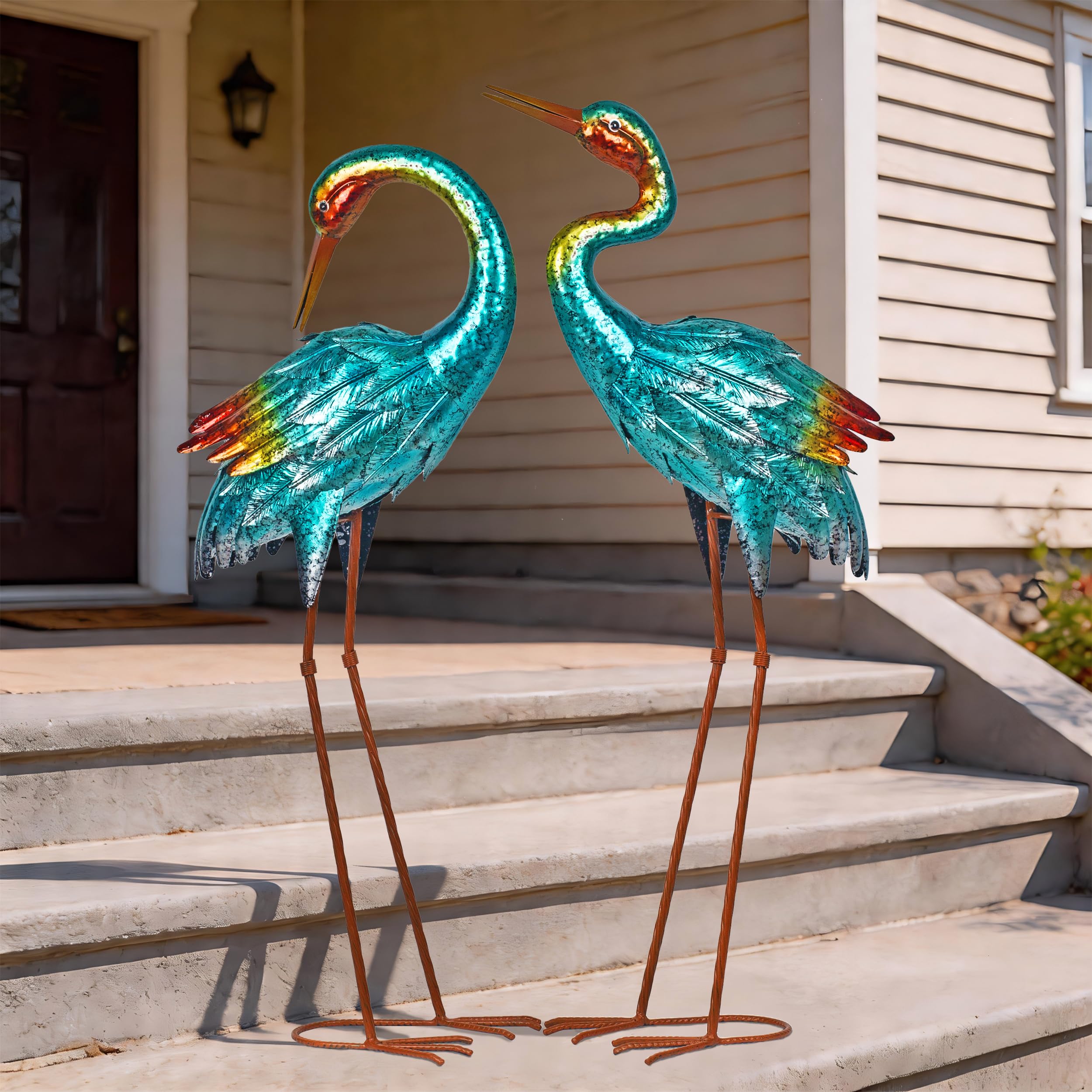 Natelf blue heron gift presentation showing wrapped statue as a unique garden gift benefit