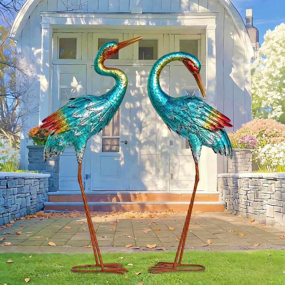 Natelf blue heron pondside placement showing natural integration with water feature benefit